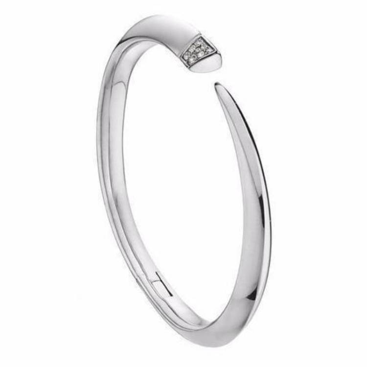 Shaun Leane Sabre Sterling Silver Diamond Tusk Bangle - L