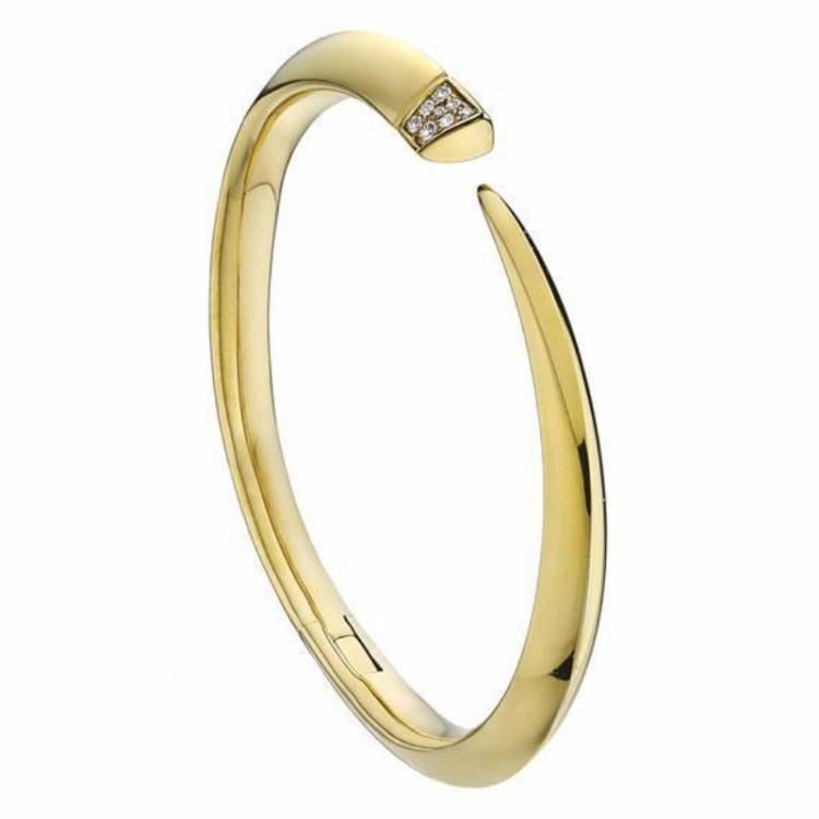 Shaun Leane Sabre 18ct Yellow Gold Plated Sterling Silver Diamond Tusk Bangle - L