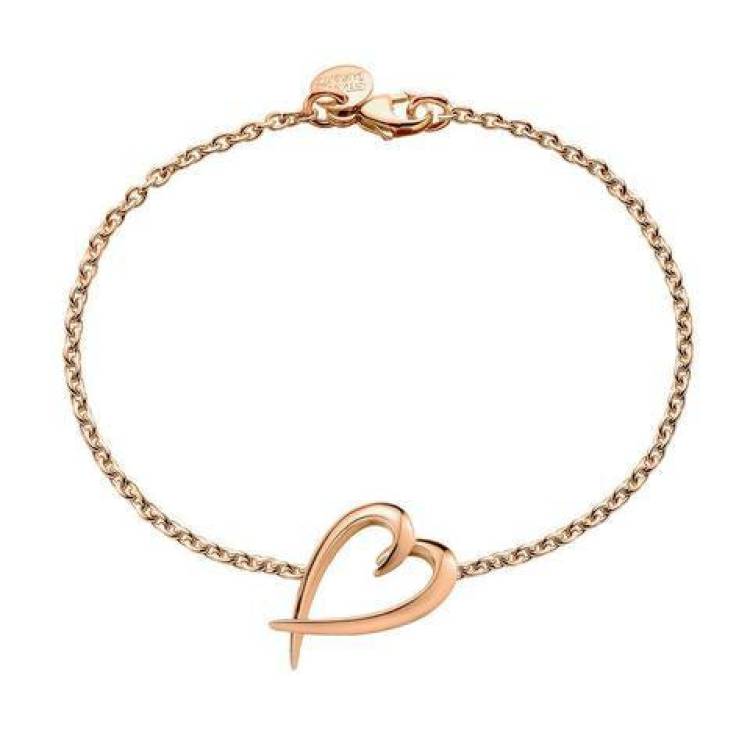 Shaun Leane Signature 18ct Rose Gold Plated Sterling Silver Heart Bracelet D - Rose Gold