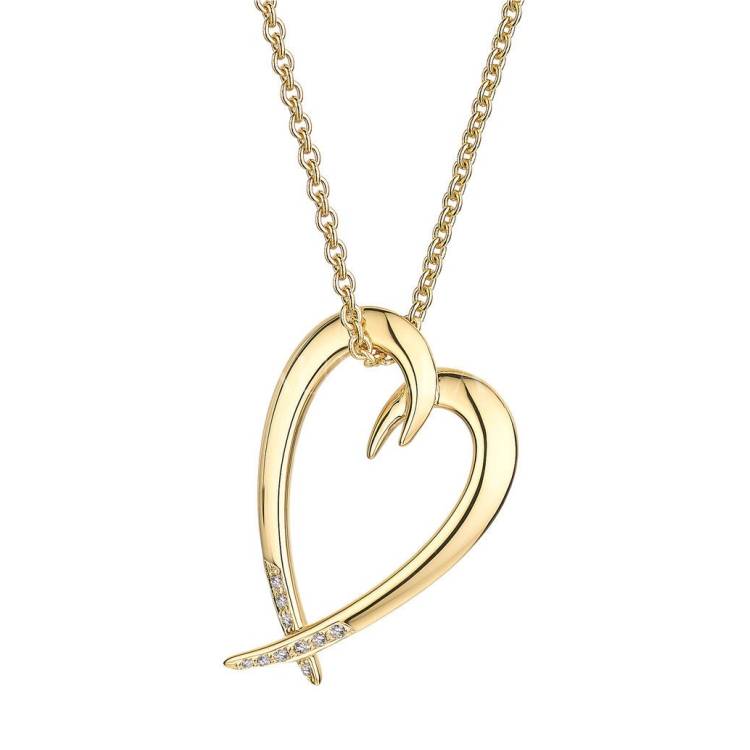 Shaun Leane Signature 18ct Yellow Gold Plated Sterling Silver Diamond Heart Necklace - Yellow Gold