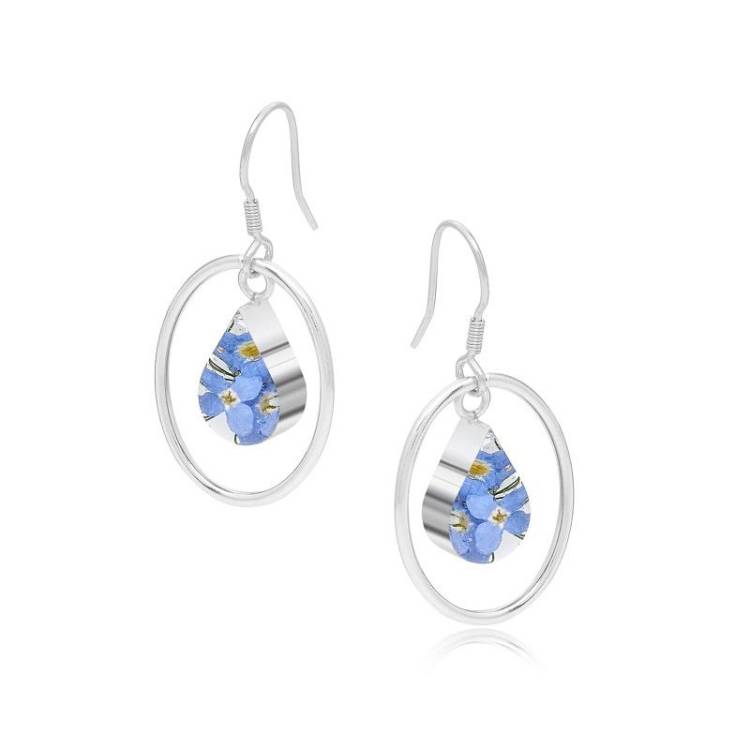 Shrieking Violet Sterling Silver Forget Me Not Drop Earrings - Silver