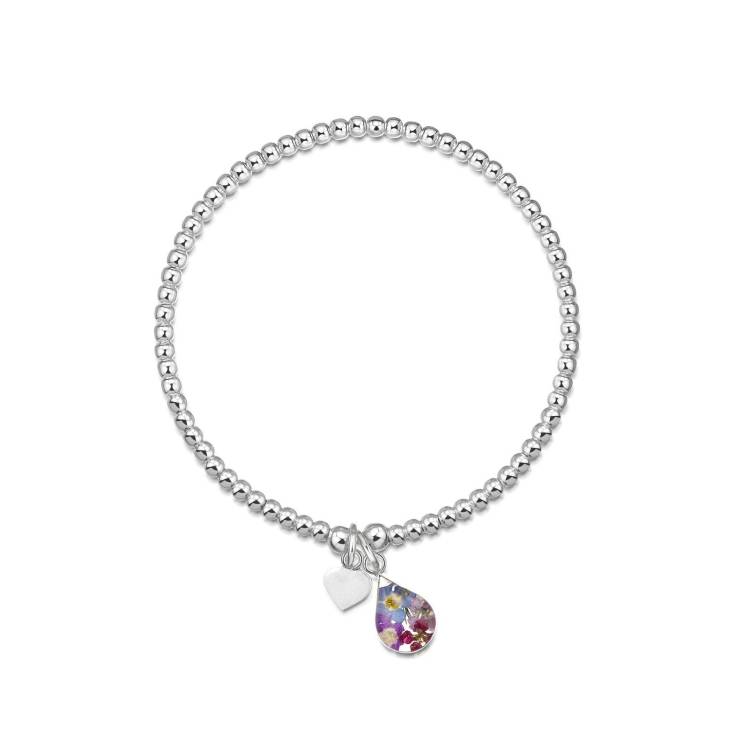 Shrieking Violet Purple Haze Sterling Silver Single Bead Teardrop Bracelet - Silver