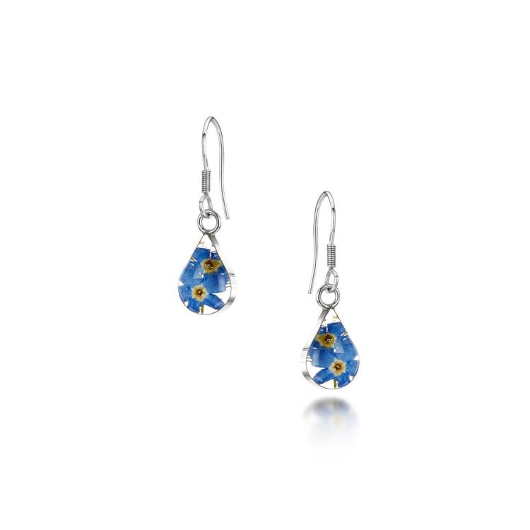 Shrieking Violet Sterling Silver Forget Me Not Teardrop Drop Earrings - Option1 Value Silver