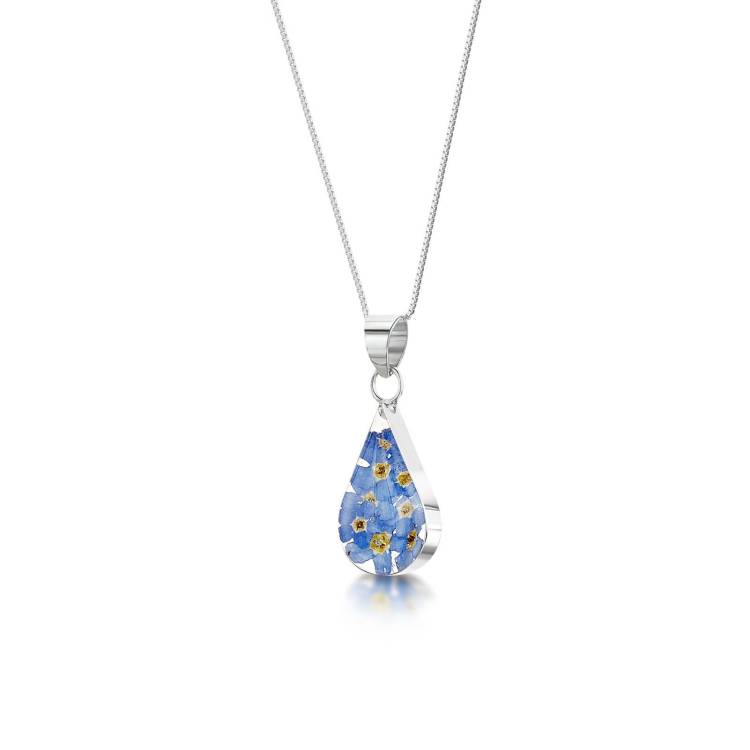 Shrieking Violet Sterling Silver Forget Me Not Teardrop Necklace - Option1 Value Silver