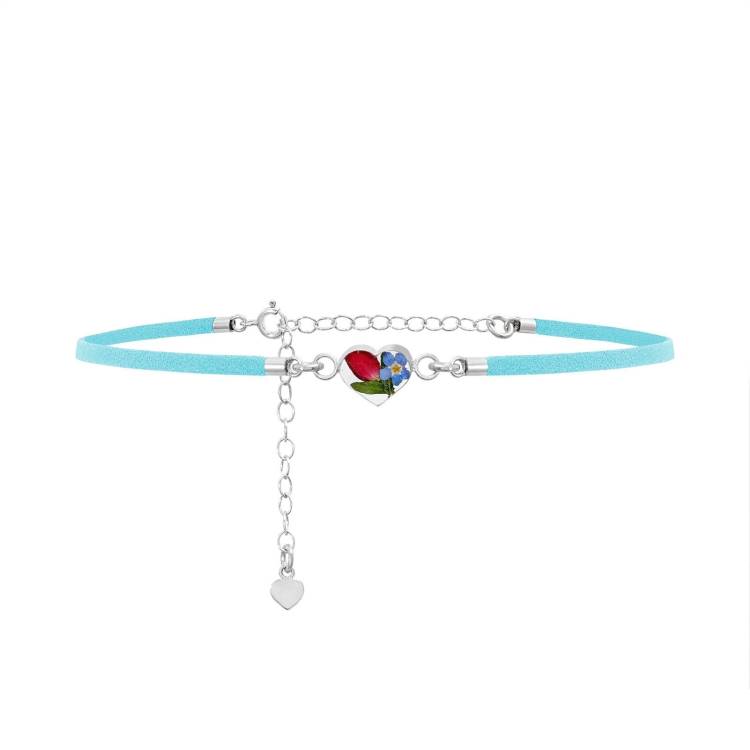 Shrieking Violet Sterling Silver Mixed Flower Charm Choker Necklace - Silver