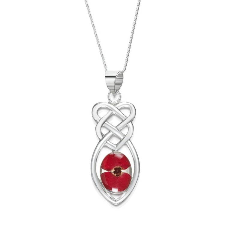 Shrieking Violet Sterling Silver Poppy Celtic Knot Necklace D - Silver