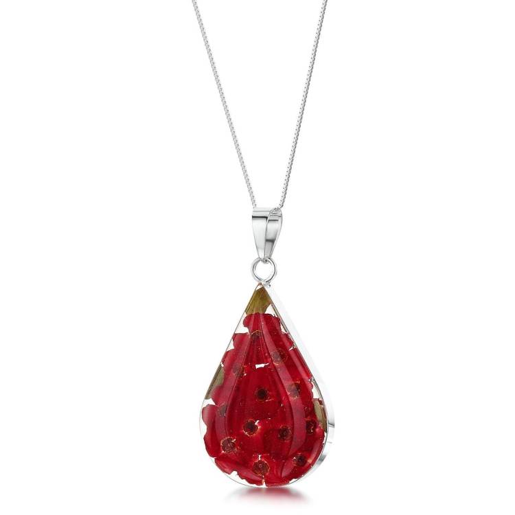 Shrieking Violet Sterling Silver Poppy Medium Teardrop Necklace - Silver
