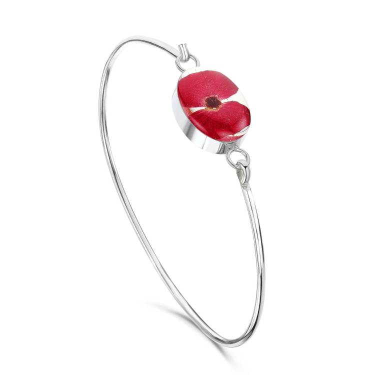 Shrieking Violet Sterling Silver Poppy Oval Bangle - Silver
