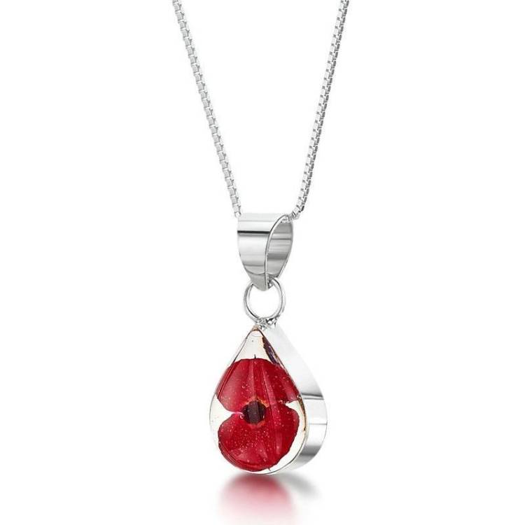 Shrieking Violet Sterling Silver Poppy Small Oval Necklace - Silver
