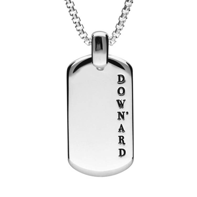 Shrovetide Sterling Silver Down'ard Dog Tag Pendant - Silver