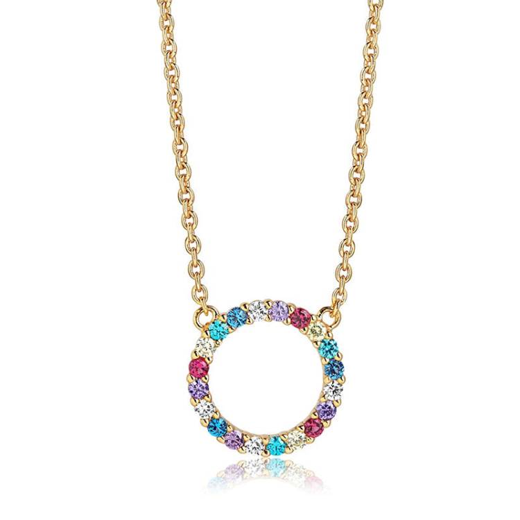Sif Jakobs Biella 18ct Gold Plated Sterling Silver Multicolour Zirconia Grande Necklace - Silver