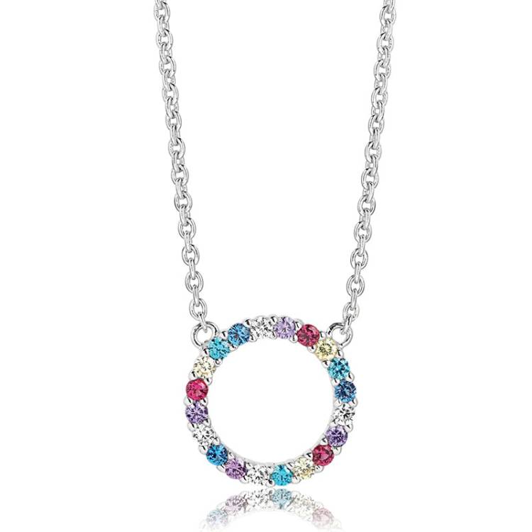 Sif Jakobs Biella Sterling Silver Multicolour Zirconia Grande Necklace - Silver