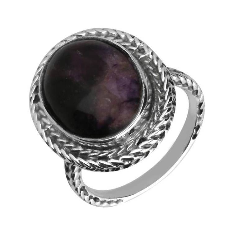 Sterling Silver Blue John Oval Foxtail Ring - Silver