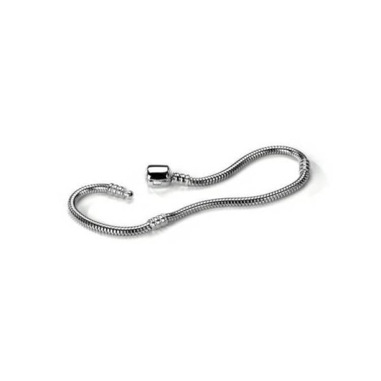 My Last Rolo Sterling Silver Barrel Clasp Snake Chain Bracelet - Silver
