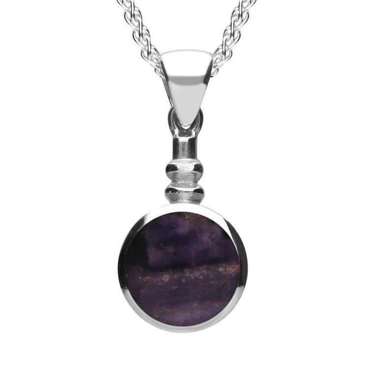 Sterling Silver Blue John Bottle Top Necklace - Option1 Value Silver