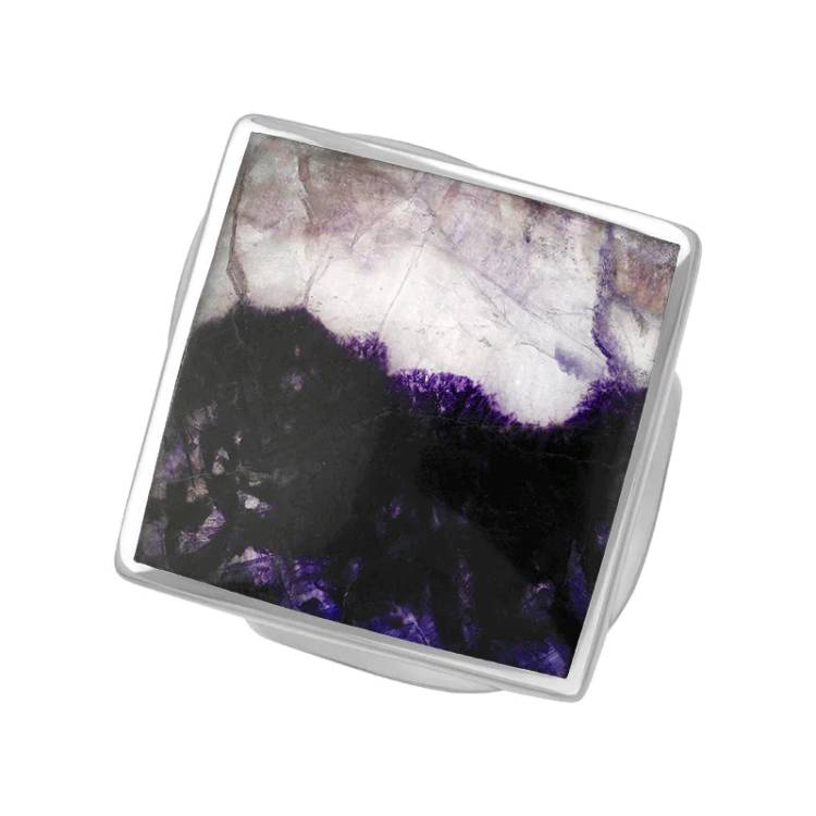 Sterling Silver Blue John King's Coronation Hallmark Medium Rhombus Ring - N