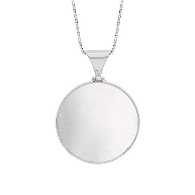 Sterling Silver Blue John Mother of Pearl King's Coronation Hallmark Double Sided Round Necklace
