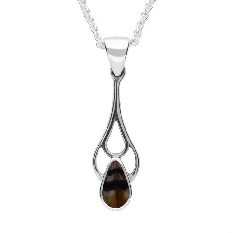 Sterling Silver Blue John Pear Spoon Necklace - Silver