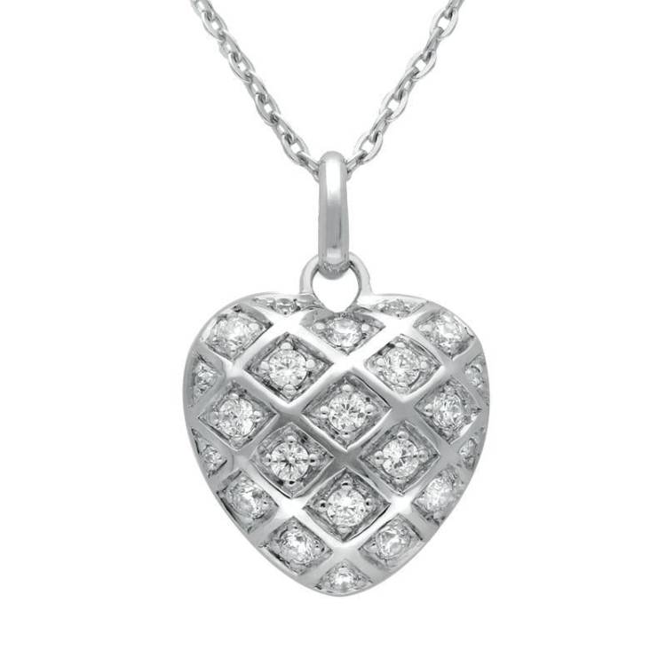 Sterling Silver Cubic Zirconia Double Sided Heart Necklace