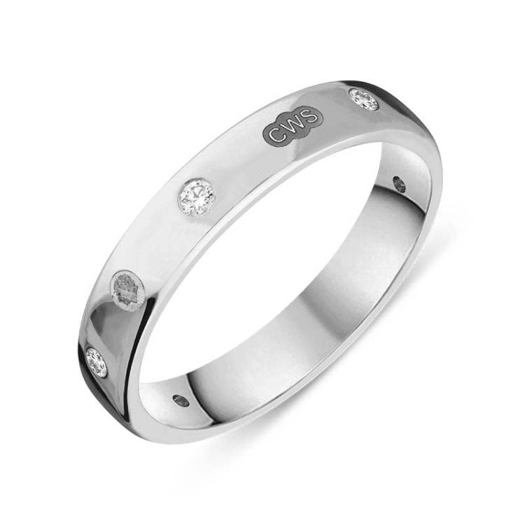 Sterling Silver 0.15ct Diamond King's Coronation Hallmark 4mm Ring - P