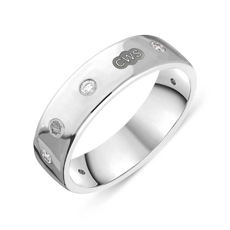 Sterling Silver 0.18ct Diamond King's Coronation Hallmark 6mm Ring - Q