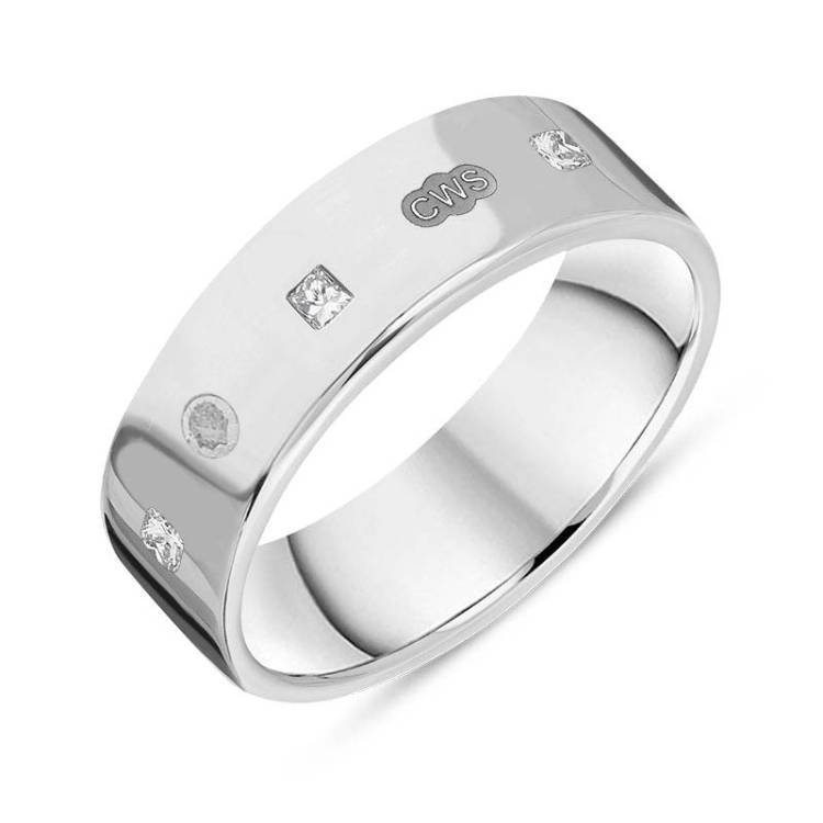Sterling Silver 0.36ct Diamond King's Coronation Hallmark Princess Cut 6mm Ring - V
