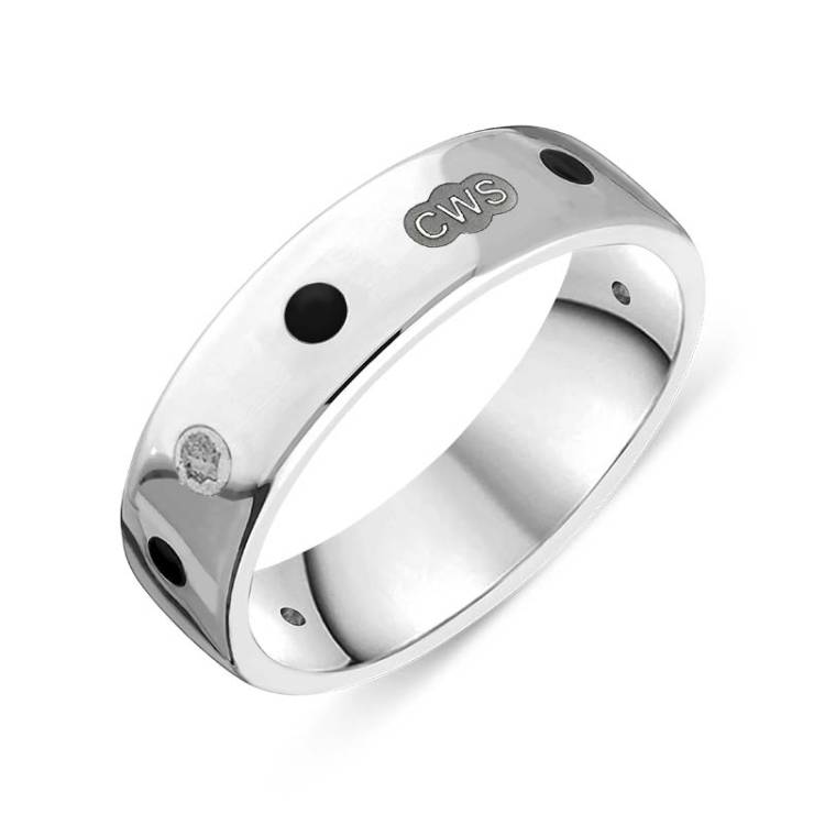 Sterling Silver Whitby Jet King's Coronation Hallmark 6mm Ring - N