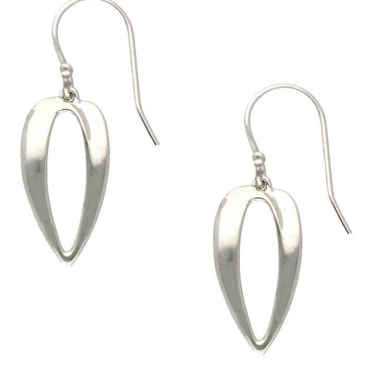 Sterling Silver Long Teardrop Earrings - Silver