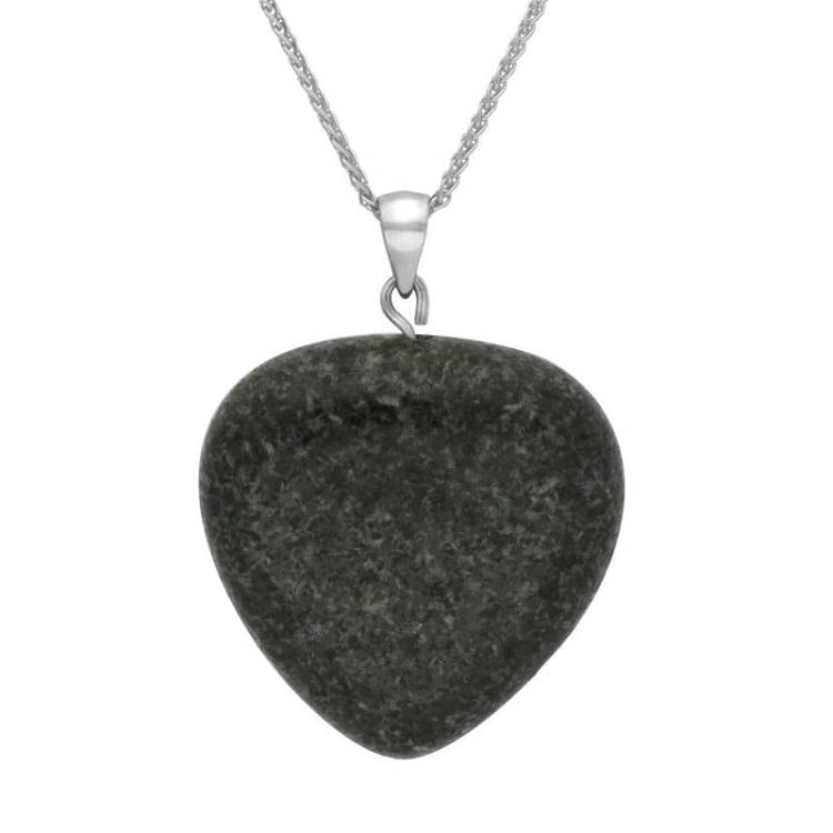 Silver Plate Preseli Large Carved Heart Necklace D - Silver