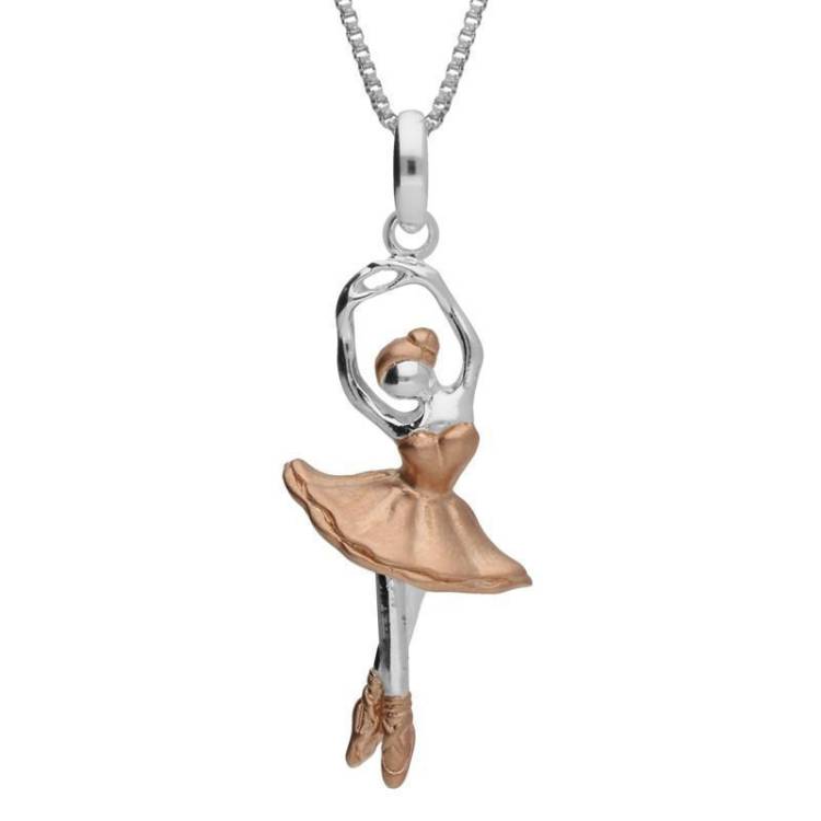 Rose Gold Plated Sterling Silver Plated Ballerina Necklace - Option1 Value Silver