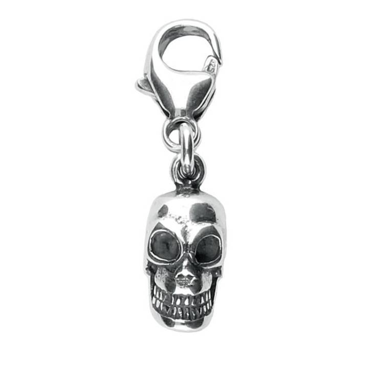 Sterling Silver Skull Clip Charm - Silver