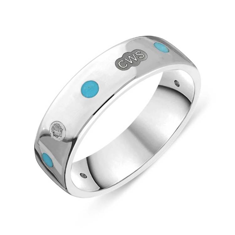 Sterling Silver Turquoise King's Coronation Hallmark 6mm Ring - W