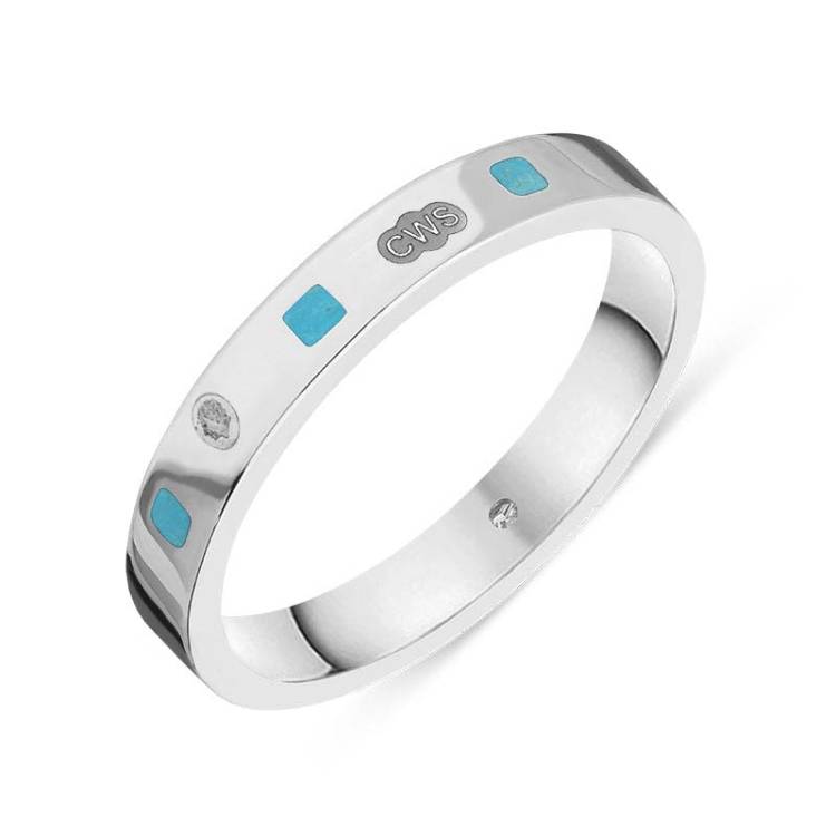 Sterling Silver Turquoise King's Coronation Hallmark Princess Cut 3mm Ring - X