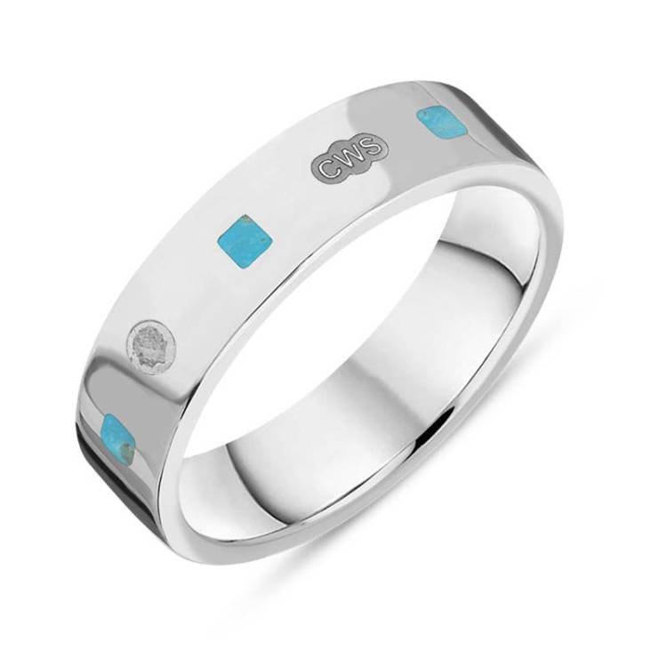 Sterling Silver Turquoise King's Coronation Hallmark Princess Cut 5mm Ring - V