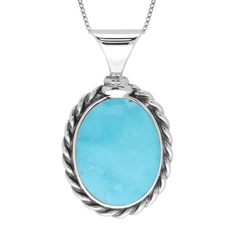 Sterling Silver Turquoise Large Heavy Rope Necklace - Silver