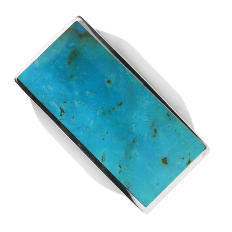Sterling Silver Turquoise Large Oblong Ring - Silver