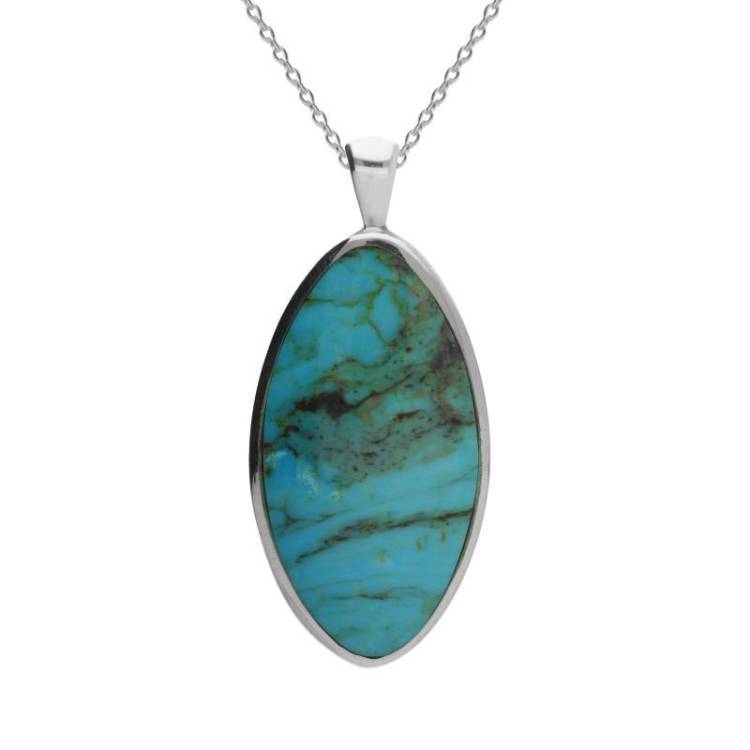 Sterling Silver Turquoise Large Oval Necklace - Option1 Value Silver