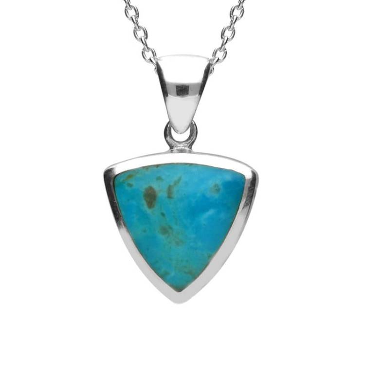 Sterling Silver Turquoise Curved Triangle Necklace - Option1 Value Silver