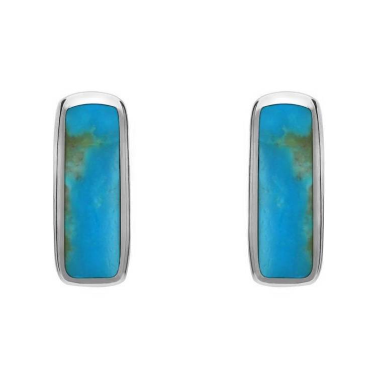 Sterling Silver Turquoise Oblong Petite Stud Earrings - Option1 Value