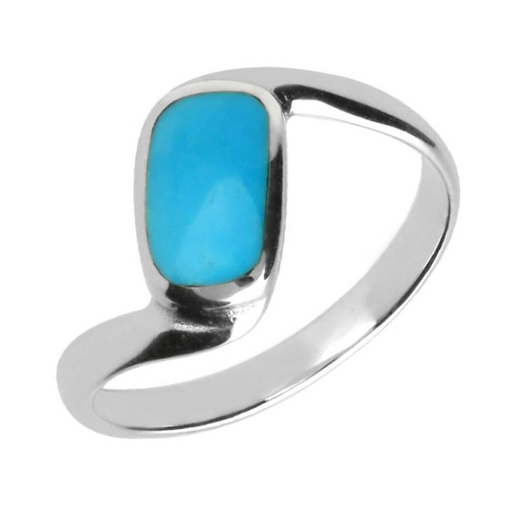 Sterling Silver Turquoise Oblong Twist Ring - Option1 Value Silver