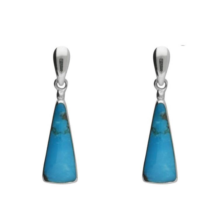 Sterling Silver Turquoise Triangle Drop Earrings - Silver