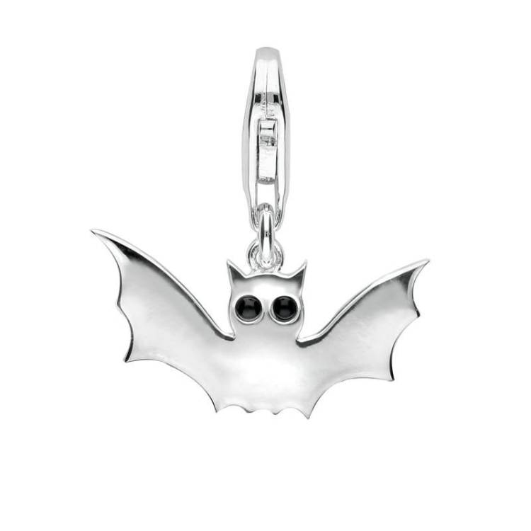 Sterling Silver Whitby Jet Bat Charm