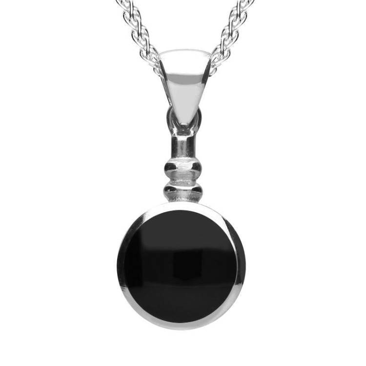 Sterling Silver Whitby Jet Bottle Top Necklace - Silver
