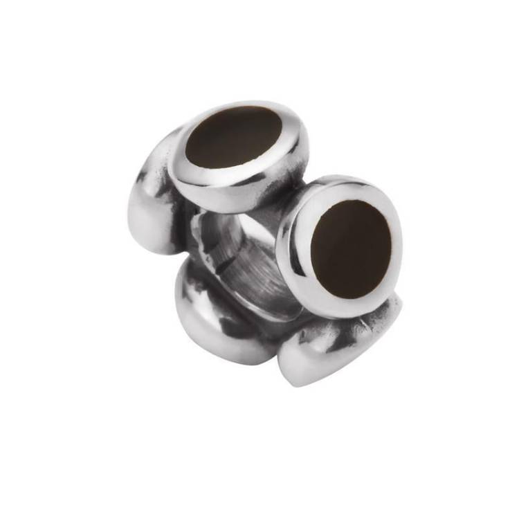 Sterling Silver Whitby Jet Five Stone Spacer Charm - Silver