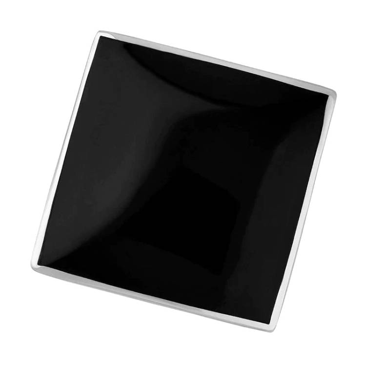 Sterling Silver Whitby Jet King's Coronation Hallmark Large Rhombus Ring - V