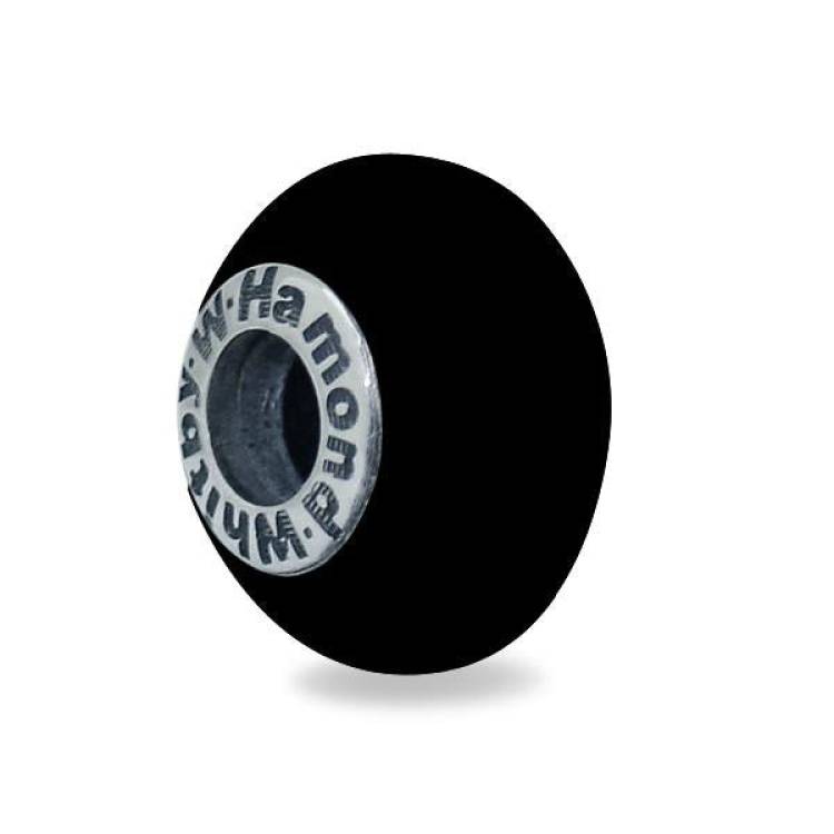 Sterling Silver Whitby Jet Logo Bead Charm - Silver