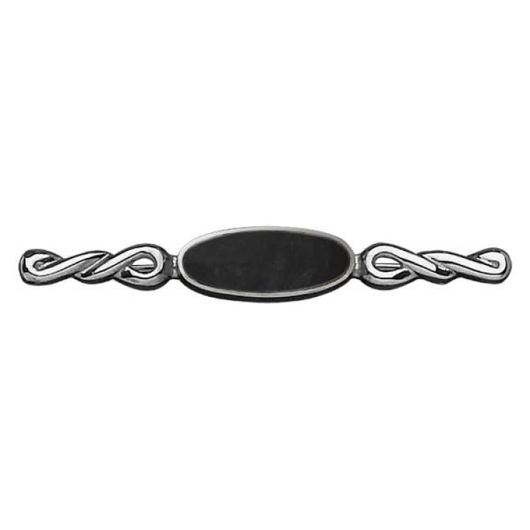 Sterling Silver Whitby Jet Heritage Oval Twist Bar Brooch - Silver