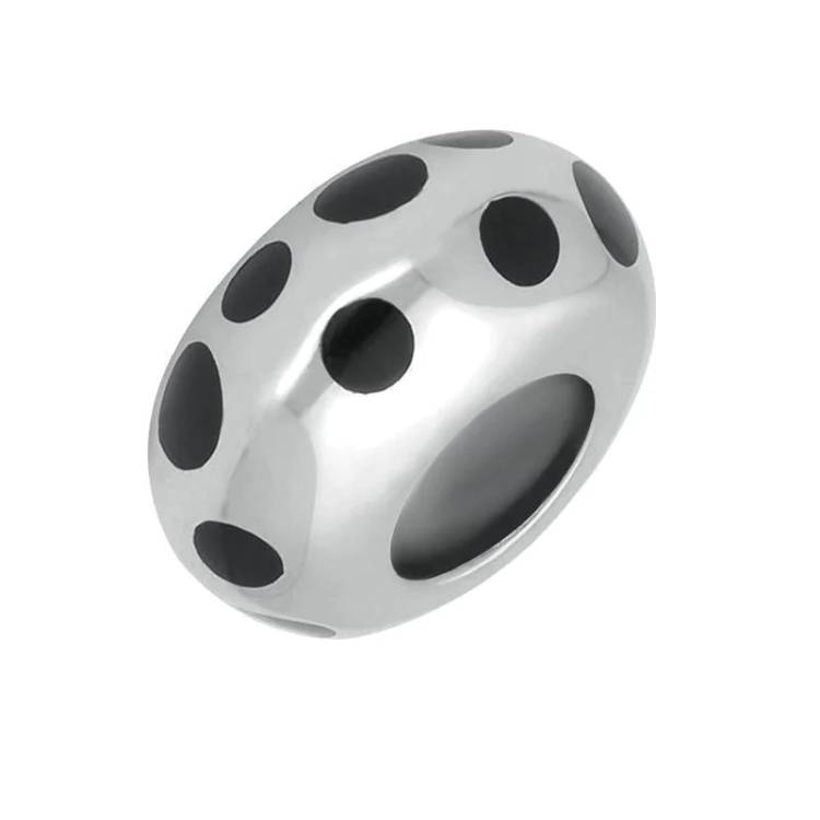 Sterling Silver Whitby Jet Spotty Charm - Silver