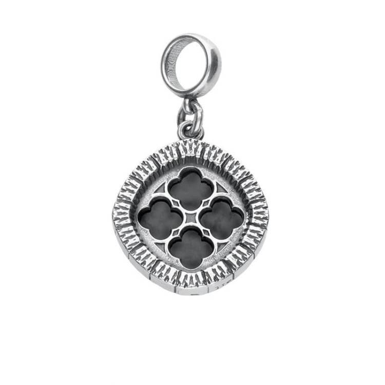 Sterling Silver Whitby Jet Tubed Whitby Abbey Charm - Silver