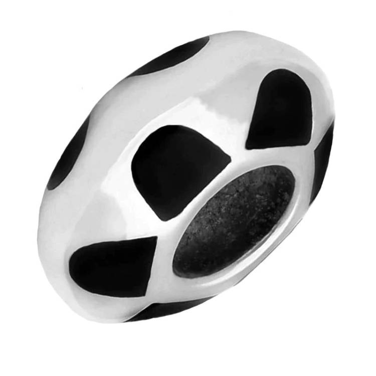 Sterling Silver Whitby Jet Twelve Stone Flower Charm - Silver